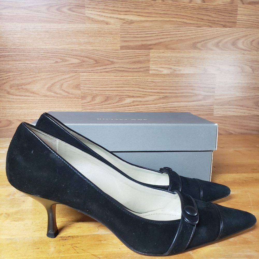 Ann Taylor Black Suede Kitten Heels